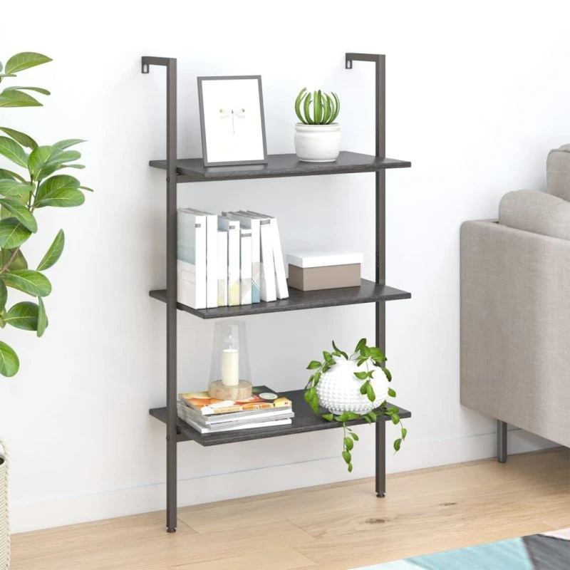 Stigereol med 3 hylder 64x35x120,5 cm - sort