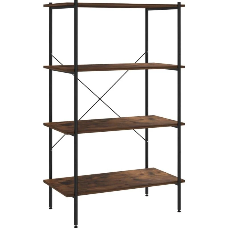 Reol med 4 hylder 80x40x130 cm – sort/natur
