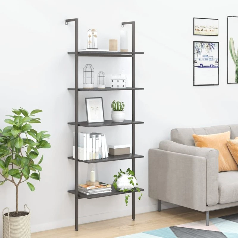 Stigereol 5 hylder 64x35x185 cm – sort stål
