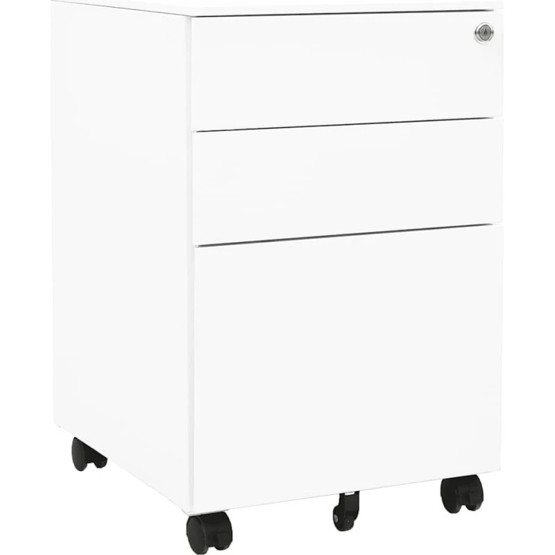 Mobilt arkivskab i stål 3 skuffer 39x45x60 cm - hvid