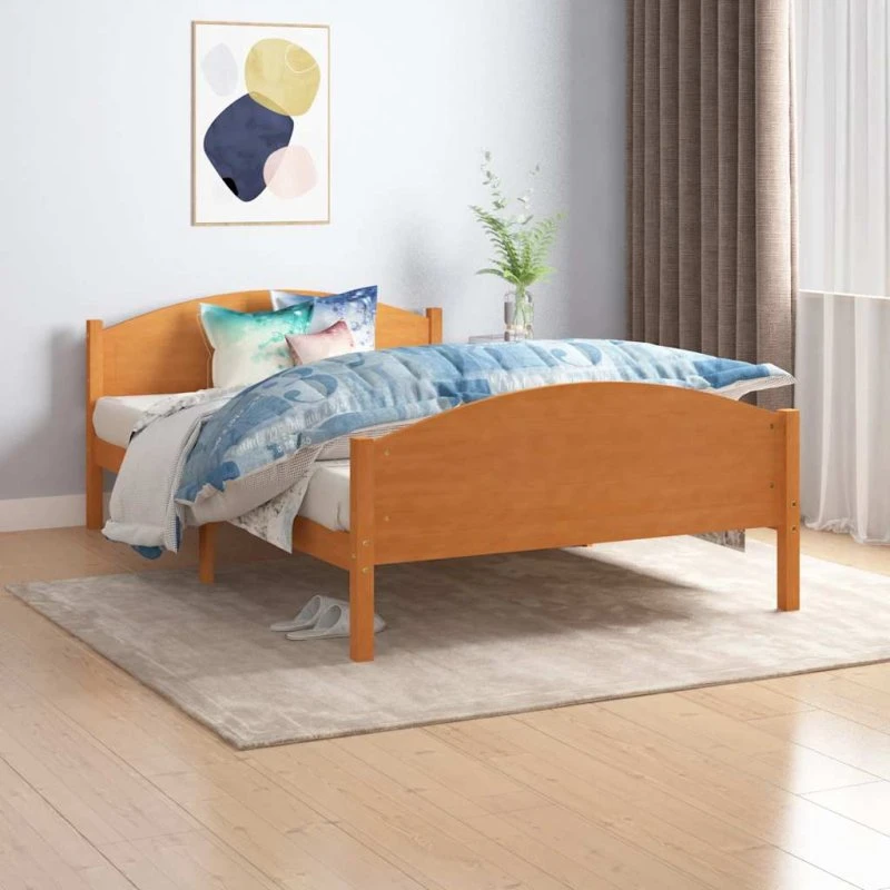 Sengestel i massivt fyrretræ 120x200 cm – gyldenbrun
