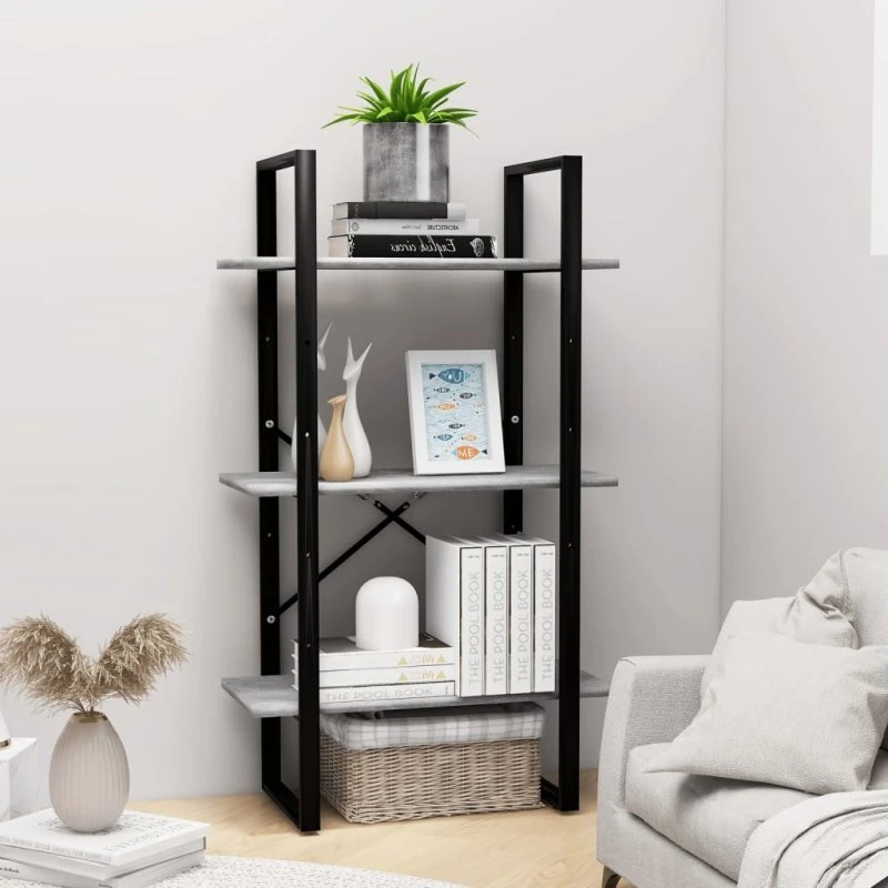 Opbevaringsreol 60x30x105 cm – betongrå træ/metal
