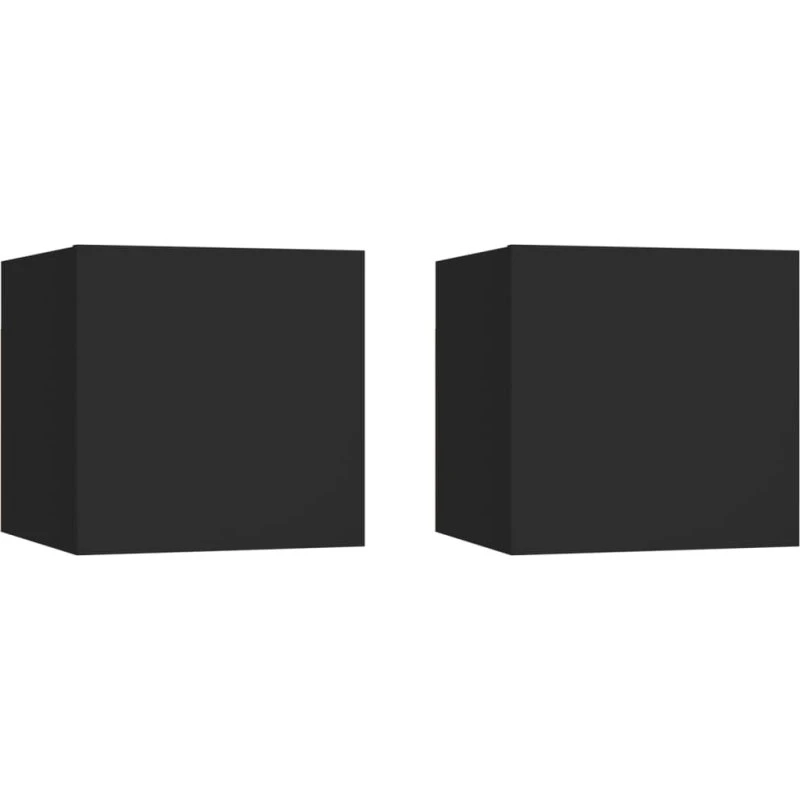 Sengeskabe væghængt 2 stk. 30,5x30x30 cm sort