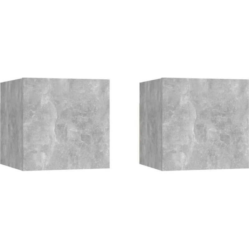 Væghængt sengeskab 2 stk. 30,5x30x30 cm betongrå