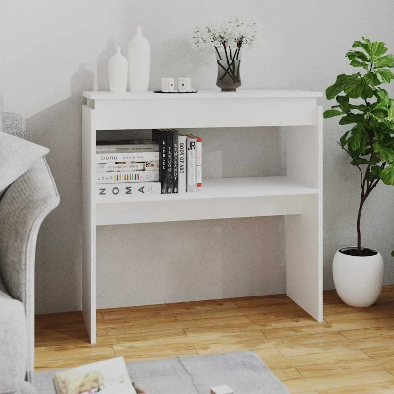 Konsolbord 80x30x80 cm hvidt konstrueret træ
