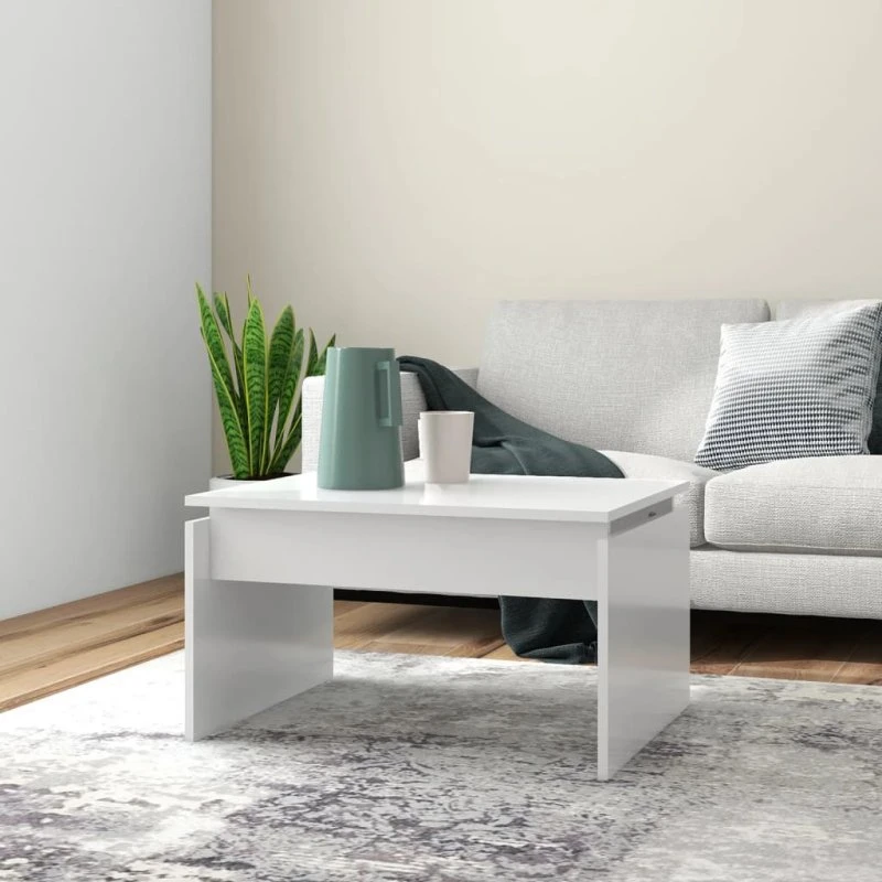Sofabord 68x50x38 cm hvidt konstrueret træ
