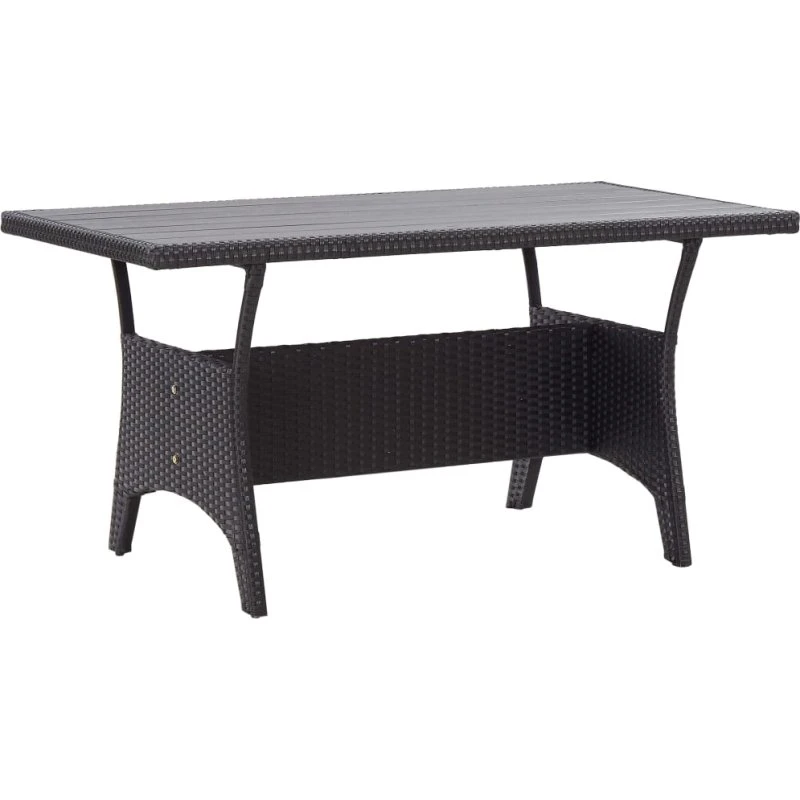 Havebord 120x70 cm i sort polyrattan, stålstel
