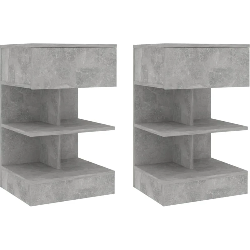 Sengeborde 2 stk. 40×35×65 cm betongrå – robustt sæt