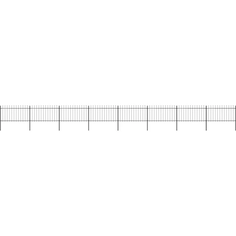 Havehegn i stål med spydtop 1426x100 cm, sort