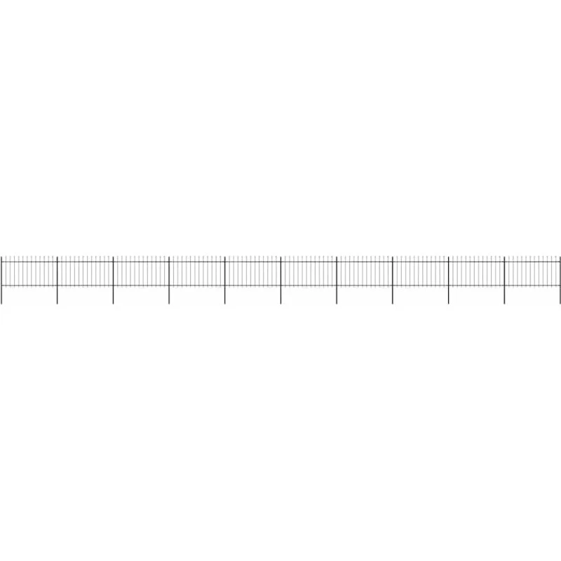 Havehegn i stål med spydtop 1781,5x100 cm (sort)