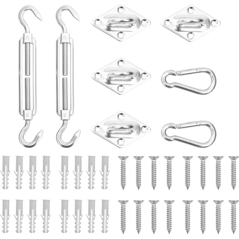 Fastspændingssæt til solsejl 8 dele i rustfrit stål
