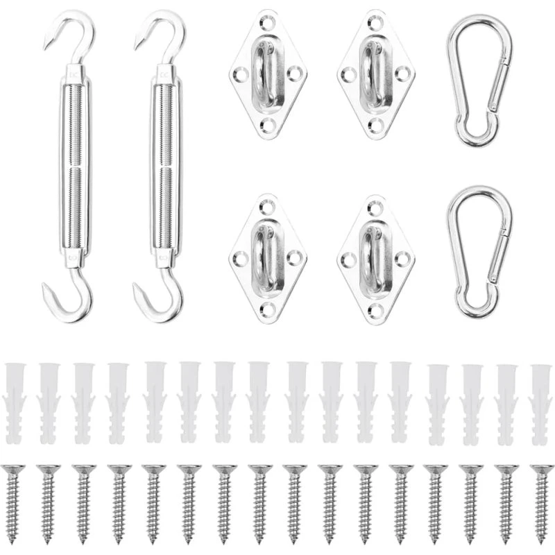Fastspændingssæt til solsejl 8 dele i rustfrit stål