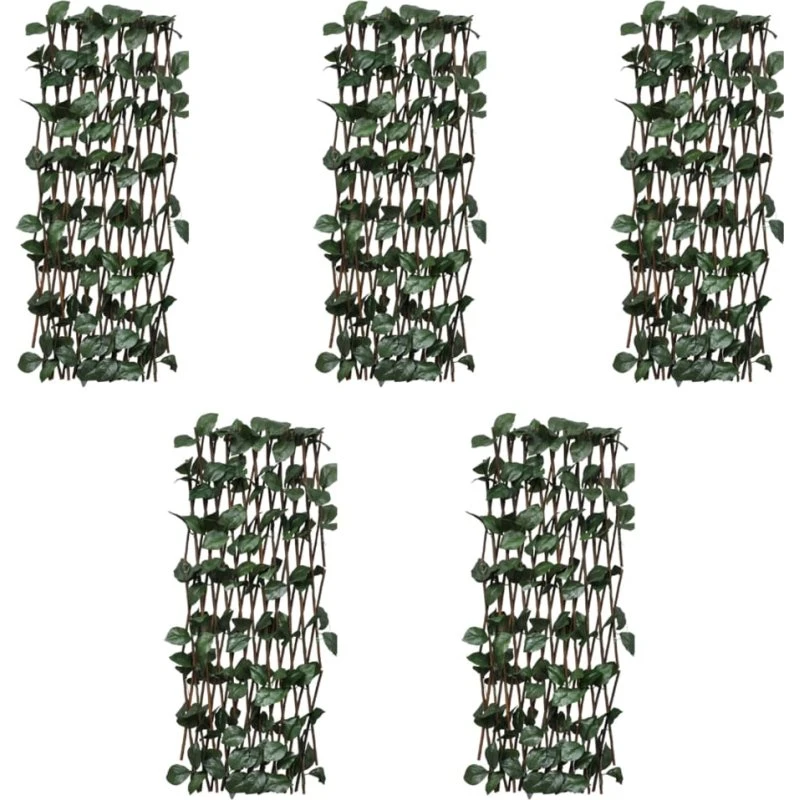 Pilehegn med espalier 5 stk. 180x30 cm med kunstige blade