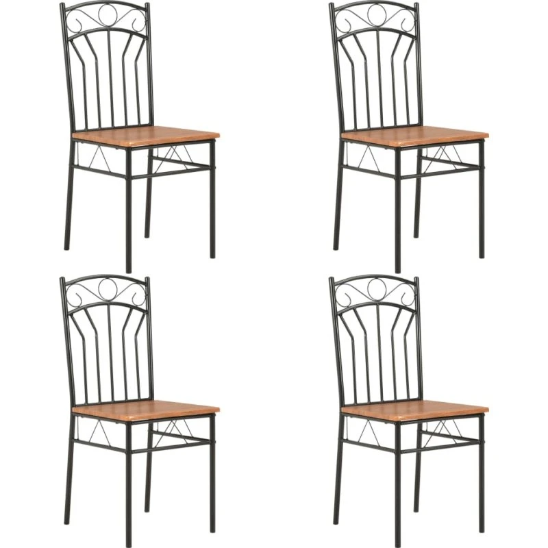 Spisebordsstole 4 stk. brun MDF med stålramme