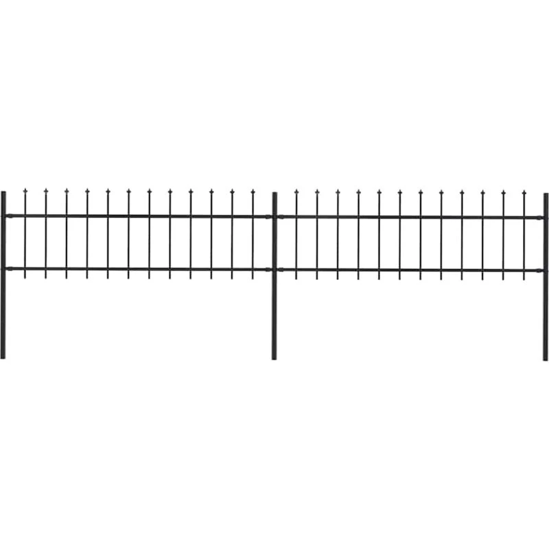 Havehegn i stål med spydtop 359x60 cm - sort