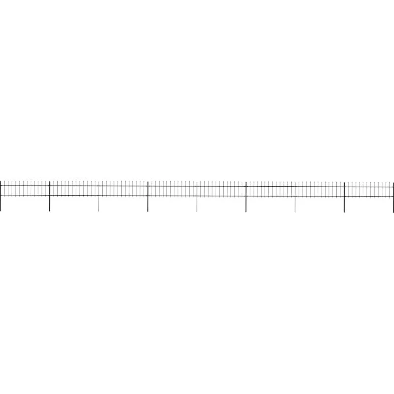 Havehegn i stål med spydtop 1426x60 cm – sort, 13,6 m