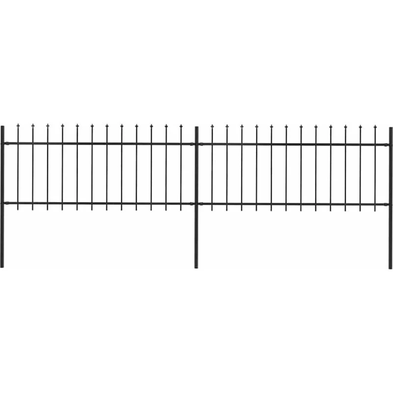 Havehegn i sort stål med spydtop 359x80 cm (3,4 m)