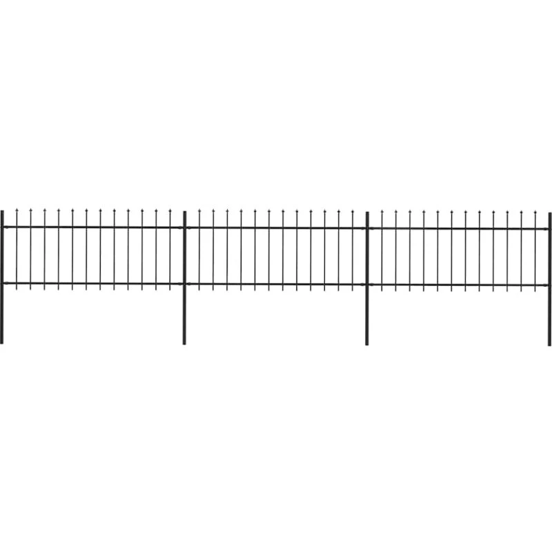 Havehegn i stål med spydtop 537x80 cm, sort