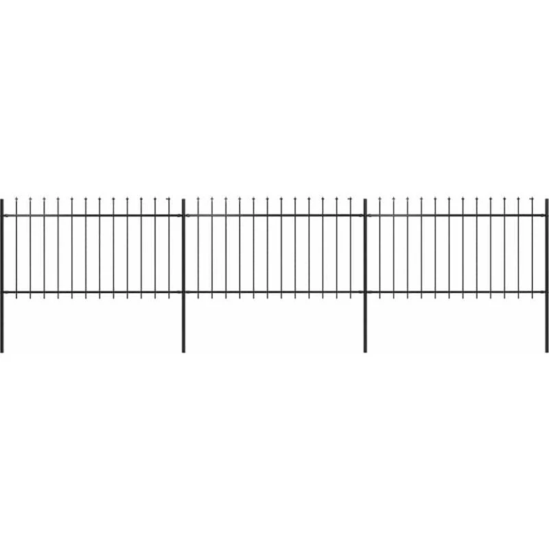 Havehegn i stål med spydtop 537x100 cm, sort