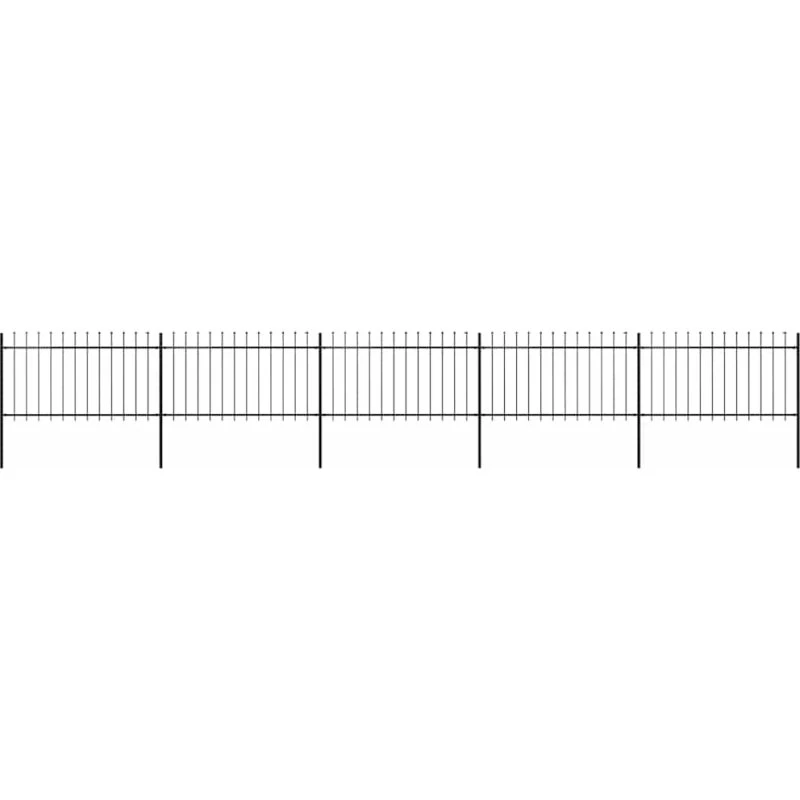 Stålhavehegn med spydtop 892,5x100 cm, sort (8,5 m)