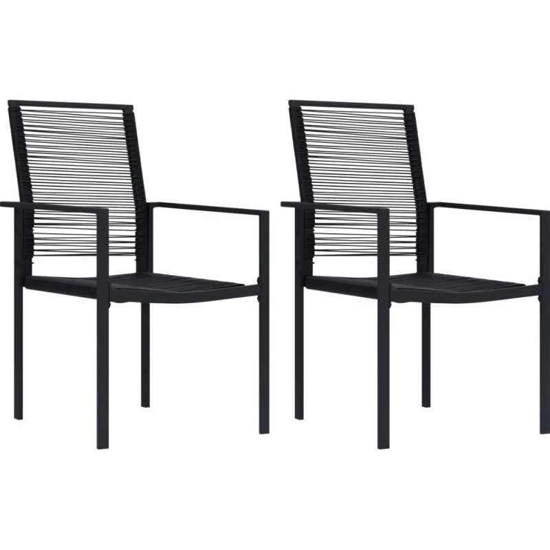 Havestole 2 stk. PVC-rattan sort - robuste & vedligeholdelsesfri