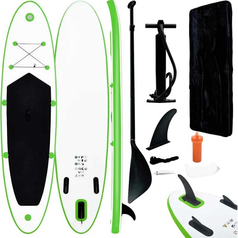 Oppusteligt paddleboard SUP grøn/hvid – stabil & robust