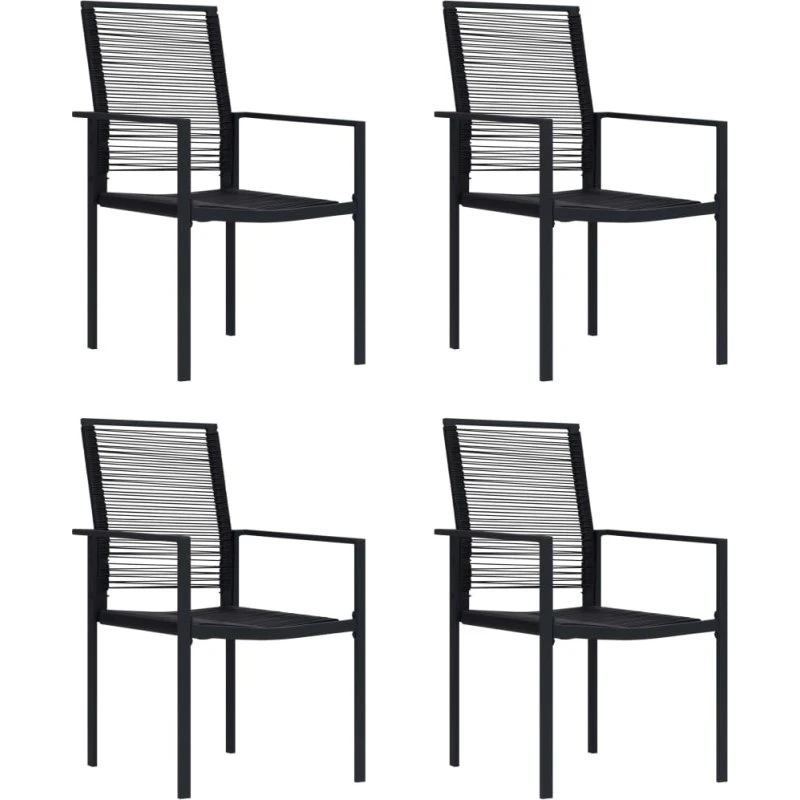 Havestole 4 stk. PVC-rattan sort - robuste & komfortable