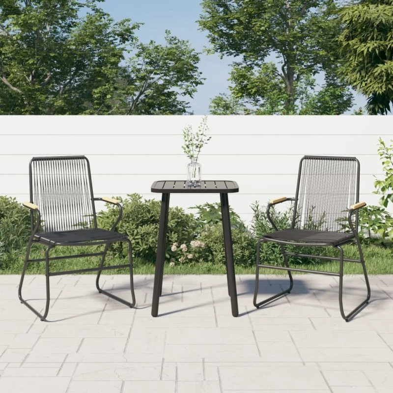 Havestole 2 stk. PVC-rattan sort 58x59x85,5 cm