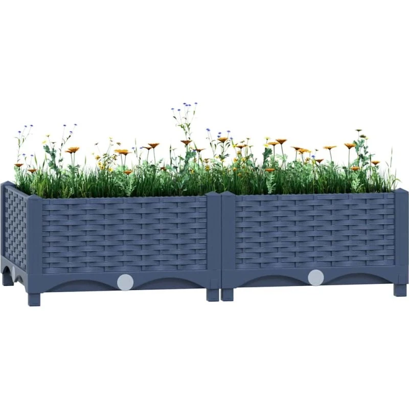 Højbed 80x40x23 cm i polypropylen – blågrå