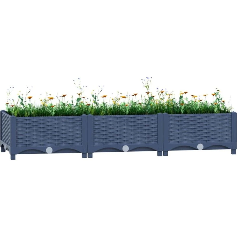 Højbed 120x40x23 cm i polypropylen - blågrå