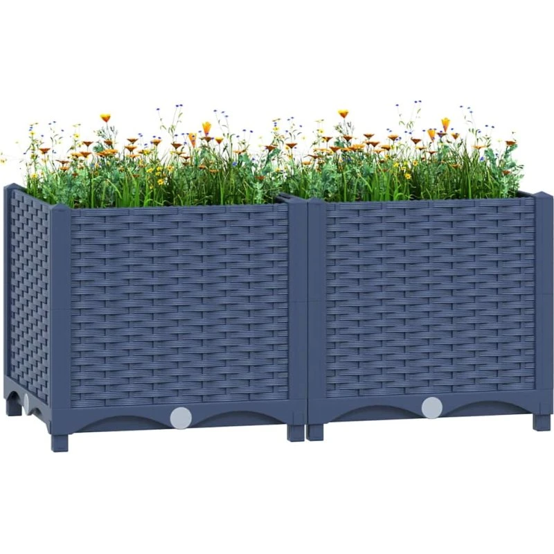 Højbed 80x40x38 cm i polypropylen - blågrå