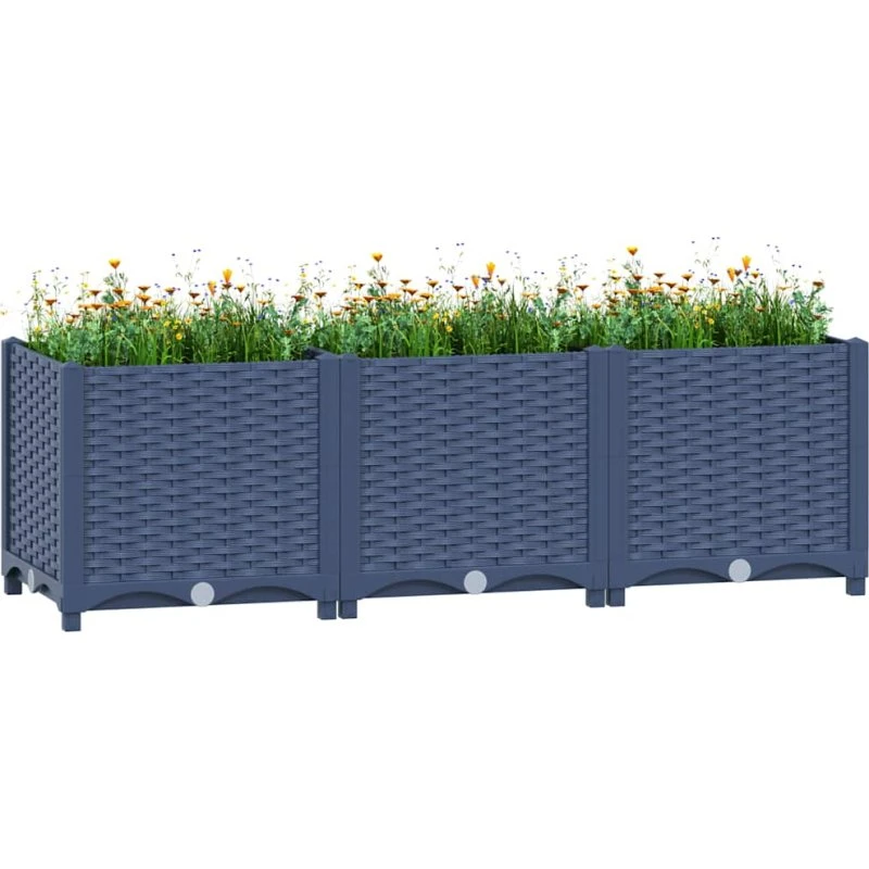 Højbed 120x40x38 cm i polypropylen – blågrå