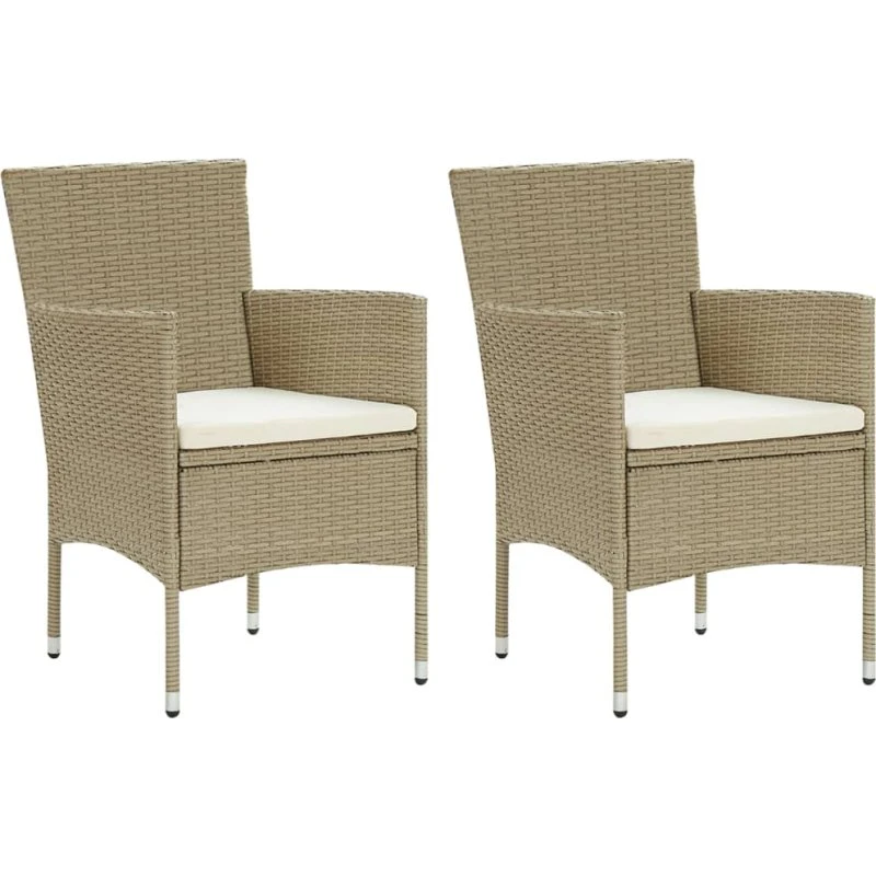 Havestole 2 stk. polyrattan beige – robuste og ergonomiske