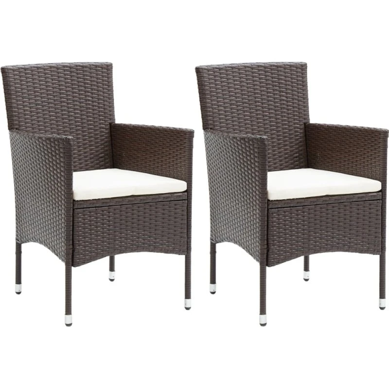 Polyrattan havestole 2 stk. – brun, stålstel, vejrbestandig