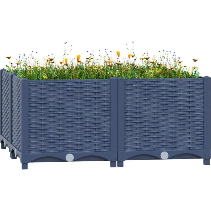 Højbed 80x80x38 cm i polypropylen – blågrå