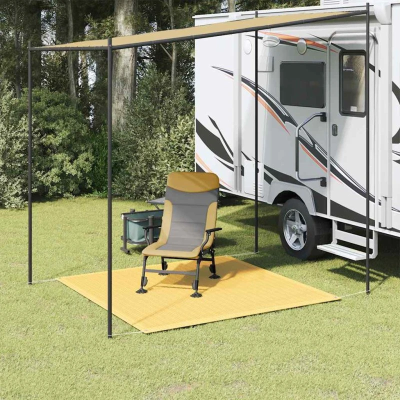 Telttæppe 200x200 cm beige — HDPE campingmåtte