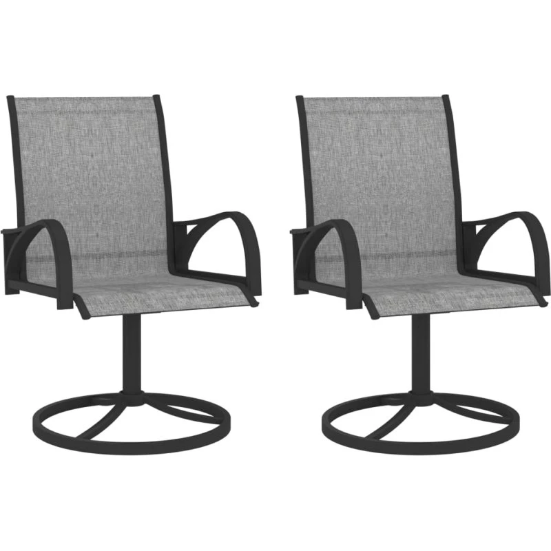 Drejelige havestole 2 stk. – textilene & pulverlakeret stål, grå
