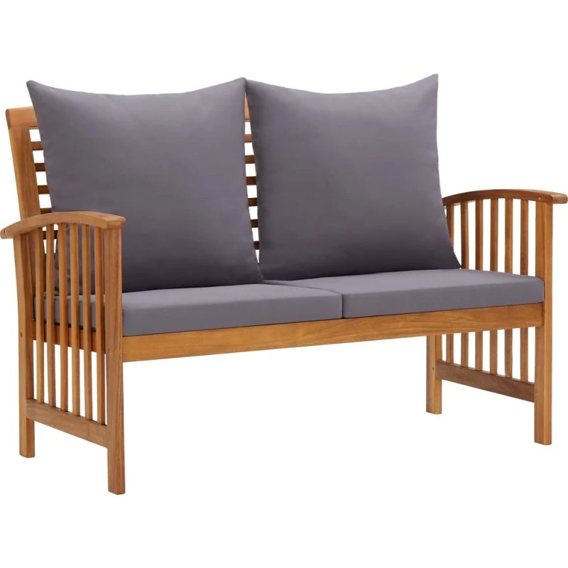 Havebænk i massivt akacietræ 119 cm med hynder