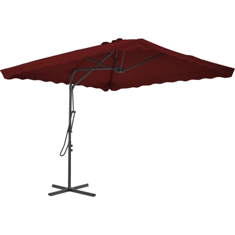 Parasol 250x250 cm bordeaux - stålstang & 360° rotation