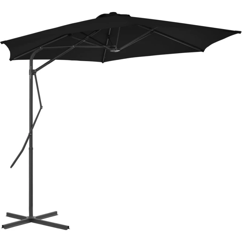 Parasol 300x230 cm med stålstang, sort