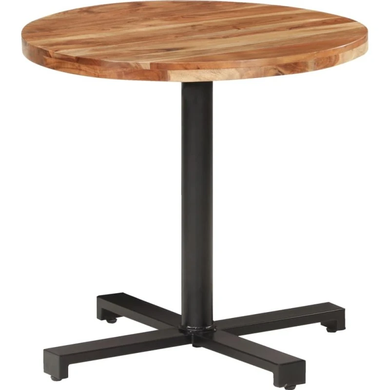 Bistrobord Ø80 cm i massivt akacietræ med sort jernfod