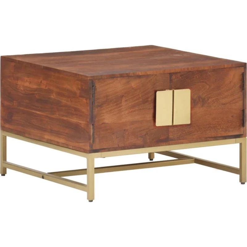 Sofabord i massivt akacietræ 67x67x45 cm – honningbrun