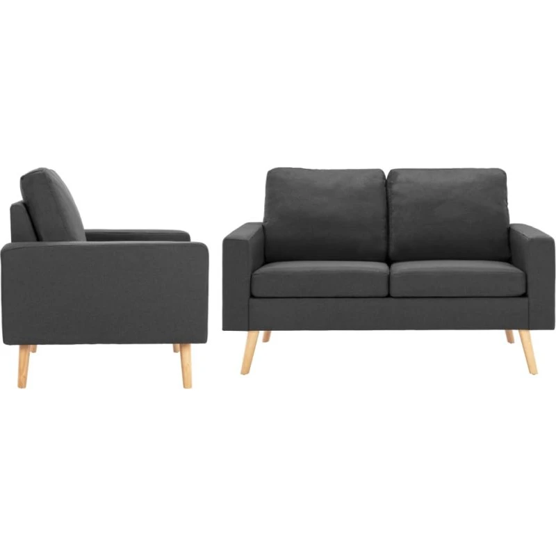 Sofasæt 2 dele stof mørkegrå — komfort & træstel
