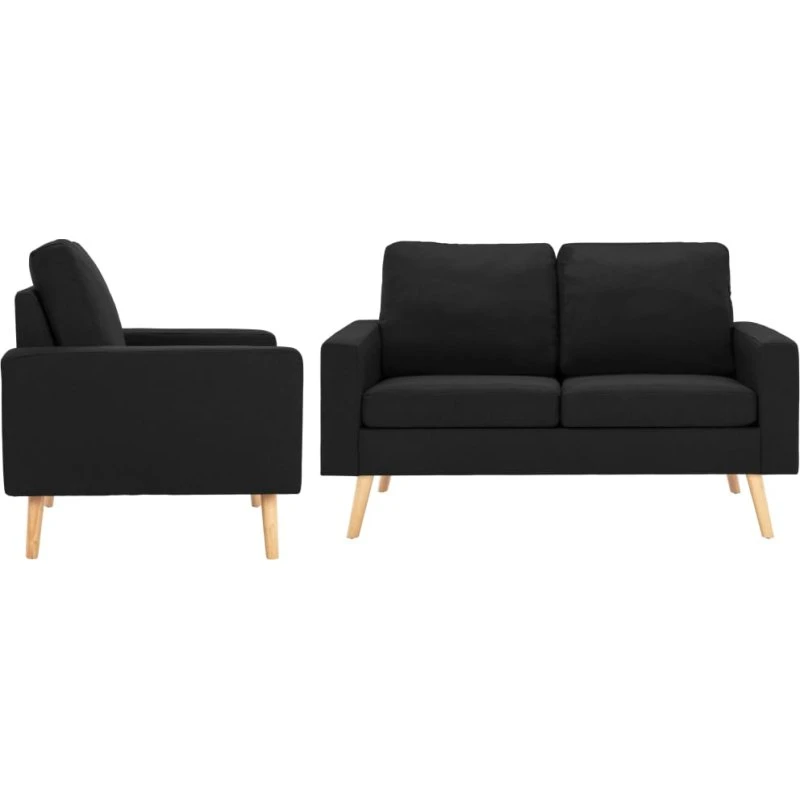 Sofasæt 2 dele i sort stof – komfortabelt og holdbart