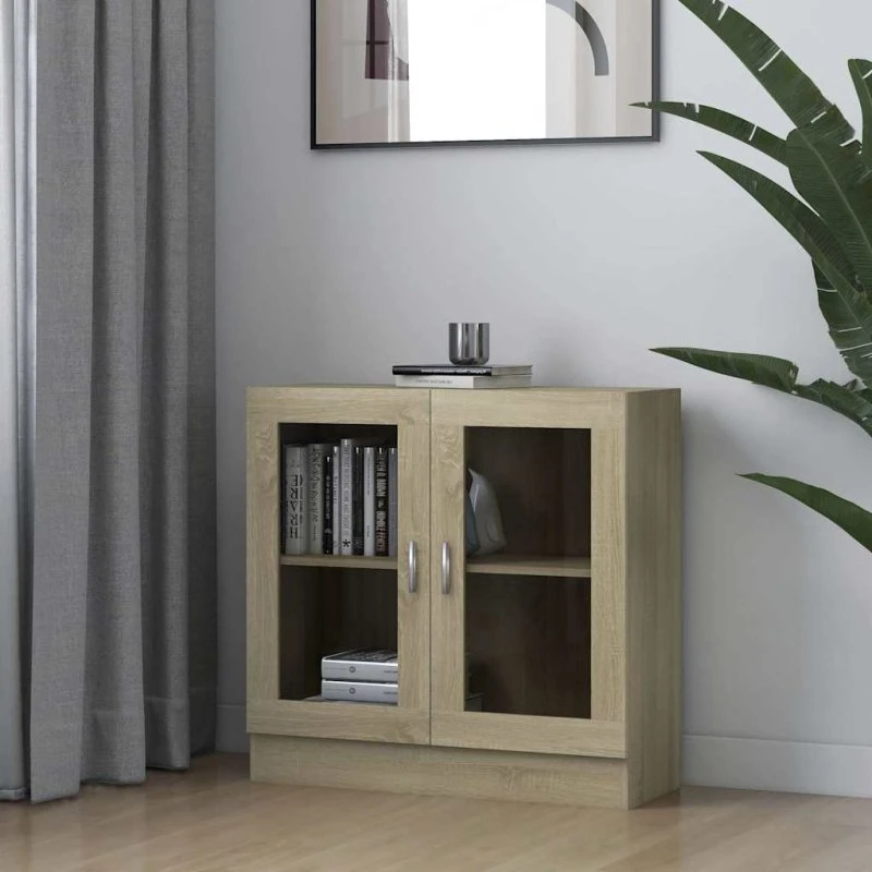 Vitrineskab sonoma-eg 82,5x30,5x80 cm