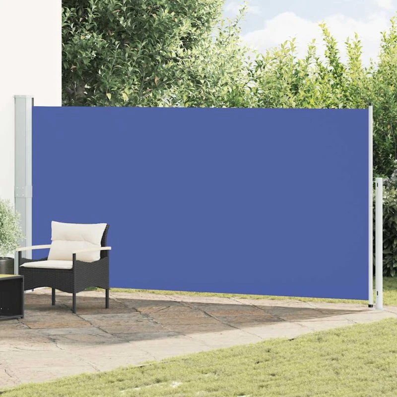 Sammenrullelig sidemarkise 180x500 cm - blå