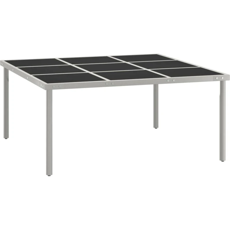 Havebord 170x170x74,5 cm – glas og pulverlakeret stål
