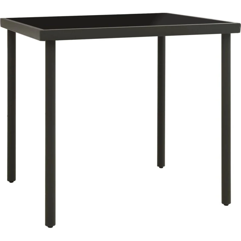 Havebord 80x80 cm hærdet glas & pulverlakeret stål, antracit