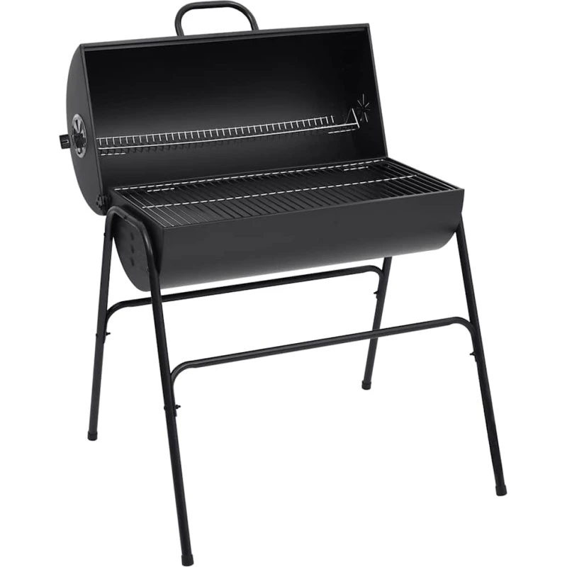 Tøndegrill kulgrill 2 riste 80x95x90 cm stål sort