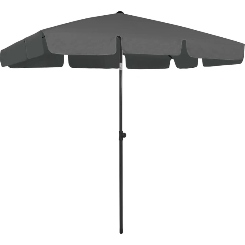 Strandparasol 200x125 cm, antracitgrå - UV-beskyttelse